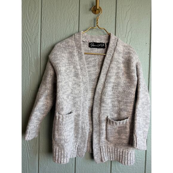 Parrish LA 100% Merino Wool Open Front Cardigan Sweater - Gray Marled - Size S - Picture 3 of 9